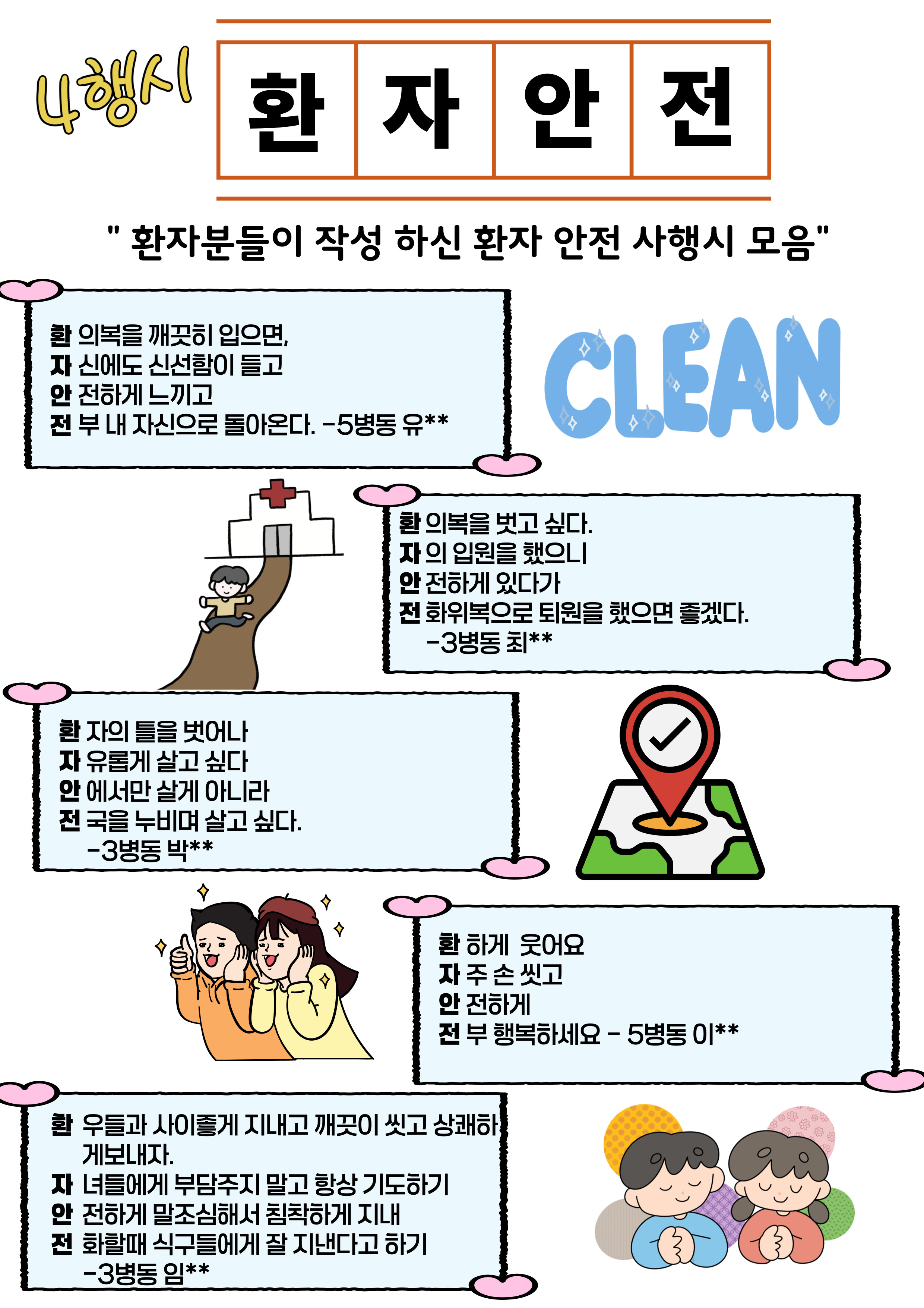 환자분들이 작성하신 환자안전 사행시